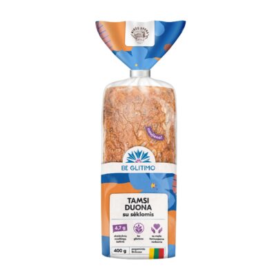 Biržų duona Be Gliuteno tamsi duona su sėklomis