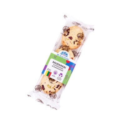 Biržų duona Be Gliuteno sausainiai su pistacijomis ir spanguolėmis