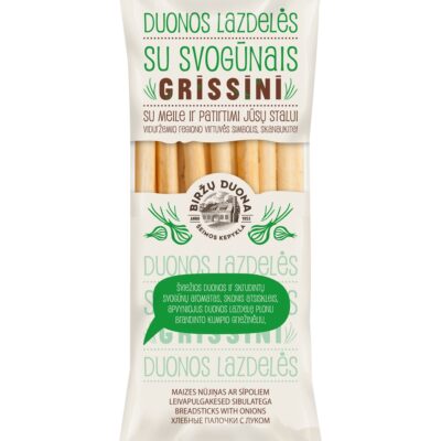 Biržų duona Grissini duonos lazdelės su svogūnais